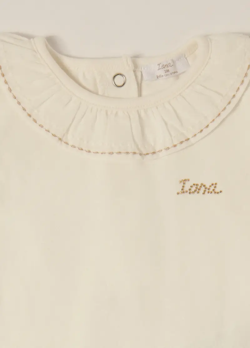 Set Body E Salopette In Velour Stretch Iana, Neonata, Bianco miniatura 3