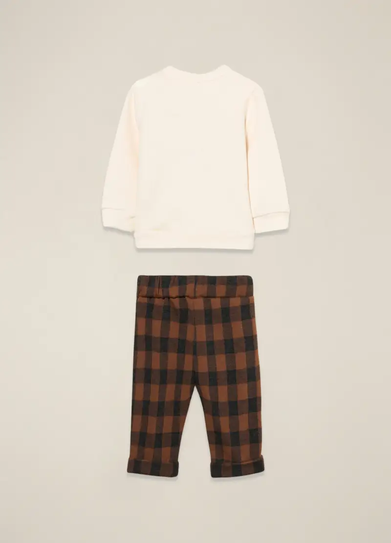 Set Felpa Pantalone In Misto Cotone Multicolor Da Neonato Regular Fit, Multicolor miniatura 2