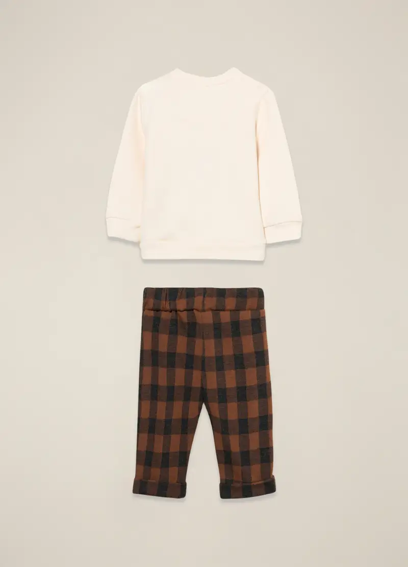 Set Felpa Pantalone In Misto Cotone Multicolor Da Neonato Regular Fit, Multicolor miniatura 2