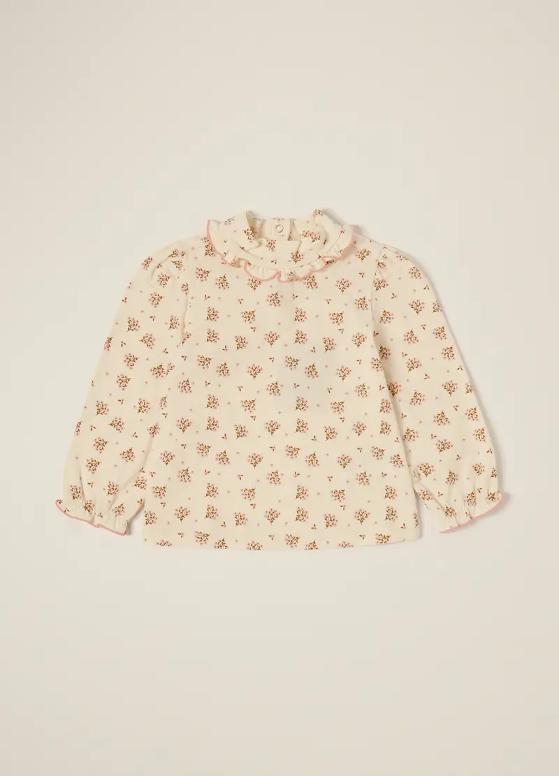 T-shirt In Jersey Di Cotone Stretch Iana Neonata, Bianco