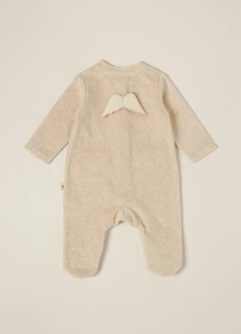 Tutina Beige In Misto Cotone Per Neonato, Beige miniatura 2