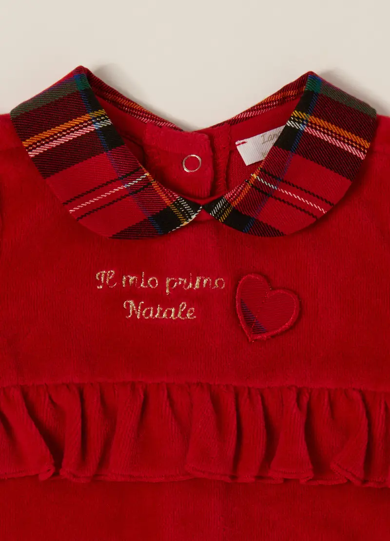 Tutina Misto Cotone Velour Iana Neonata, Rosso miniatura 3