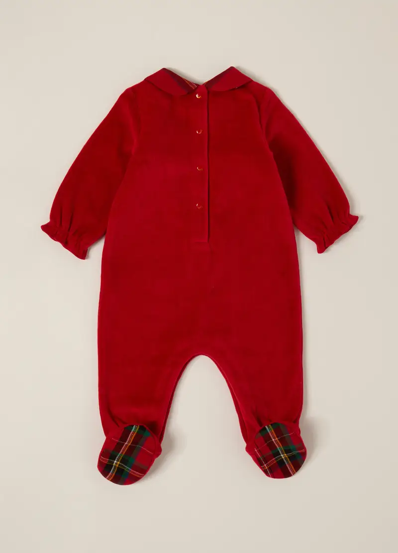 Tutina Misto Cotone Velour Iana Neonata, Rosso miniatura 2