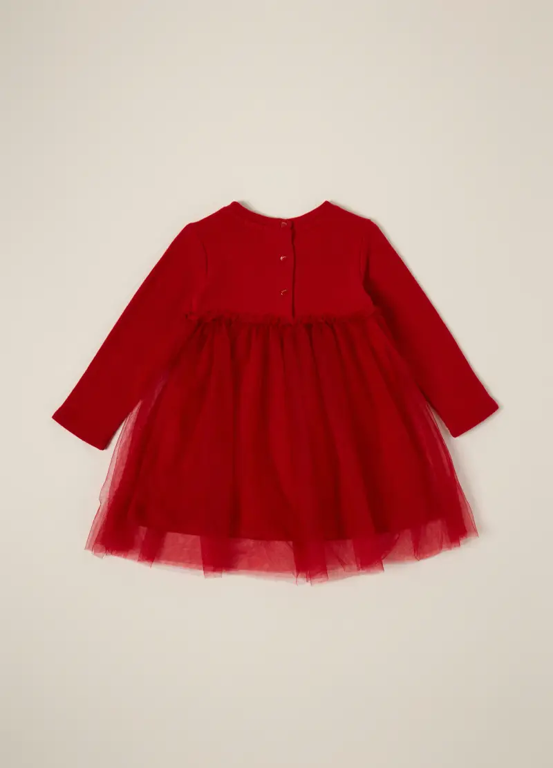 Vestito Con Tulle Iana Neonata, Rosso miniatura 2
