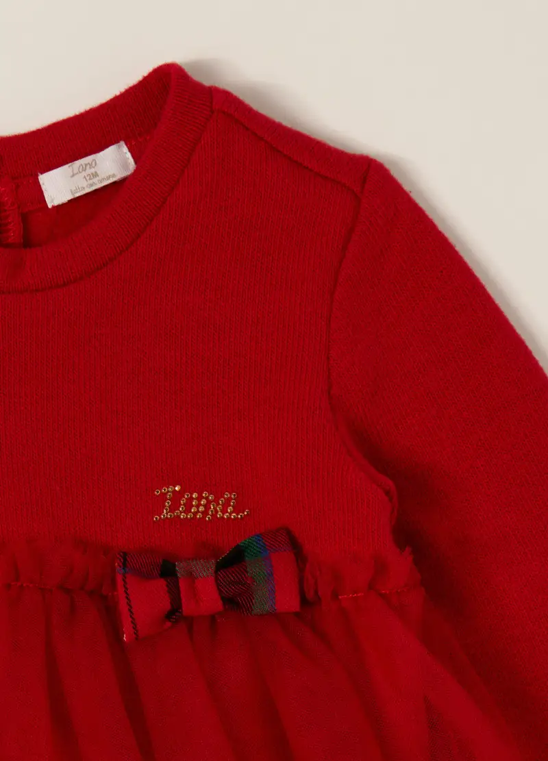 Vestito Con Tulle Iana Neonata, Rosso miniatura 3