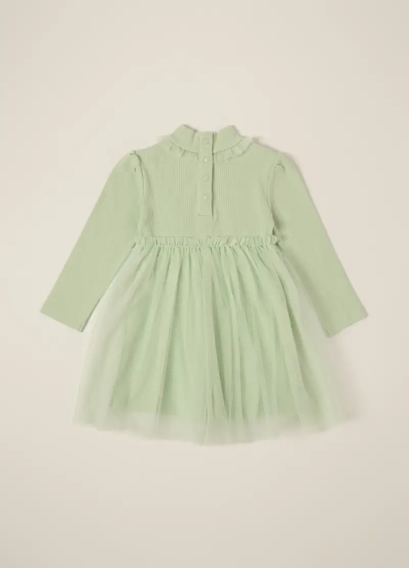 Vestito In Costina Di Cotone Stretch Iana Neonata, Verde miniatura 2