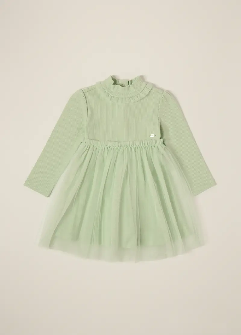 Vestito In Costina Di Cotone Stretch Iana Neonata, Verde