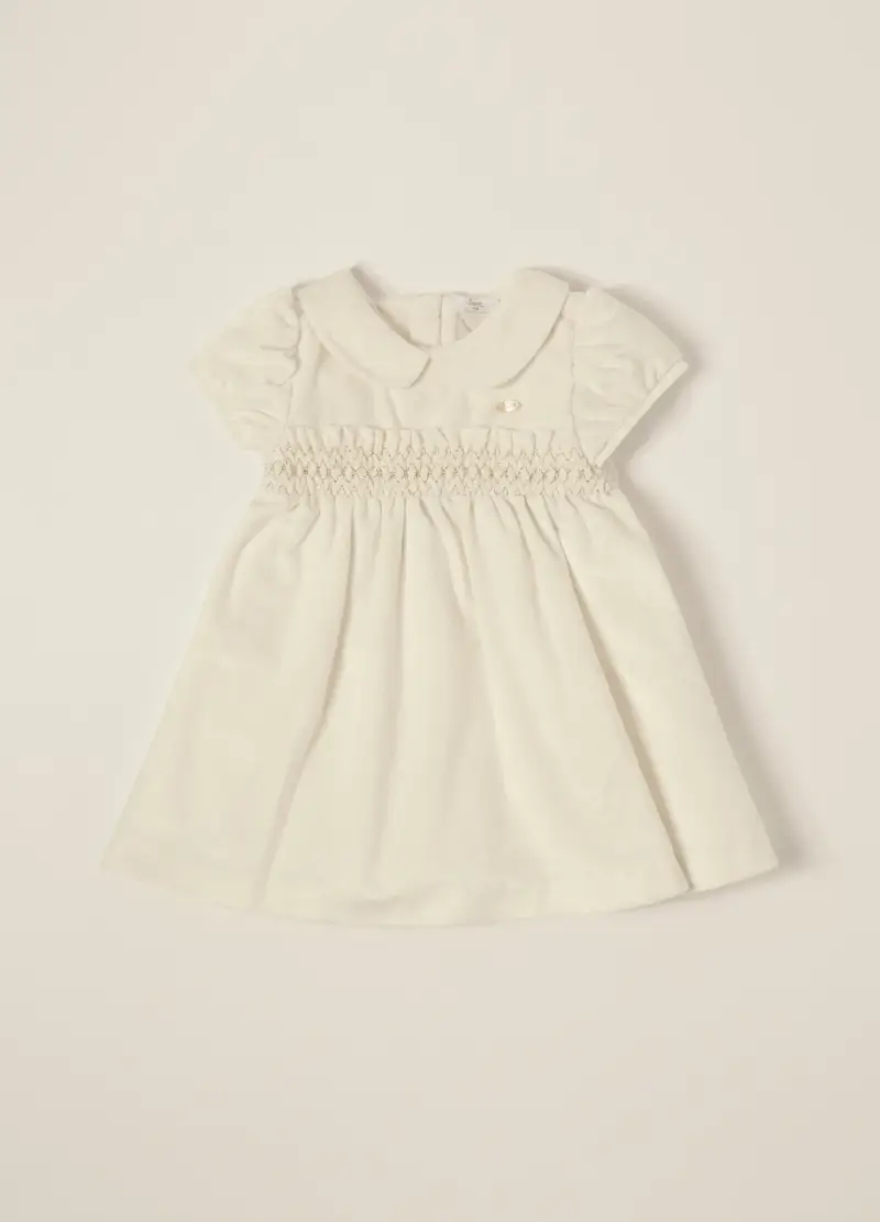 Vestito Velour Iana Neonata, Bianco