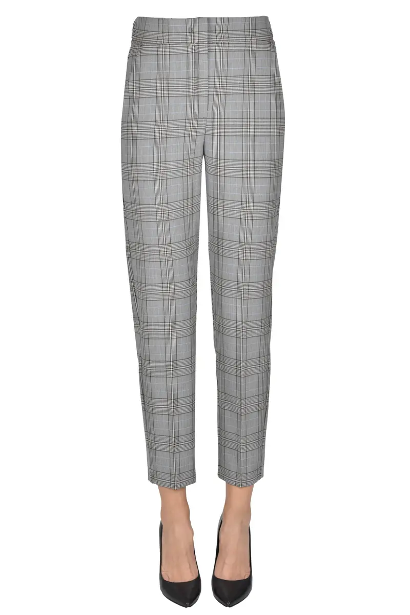 Pantaloni stampa principe di Galles Multicolore