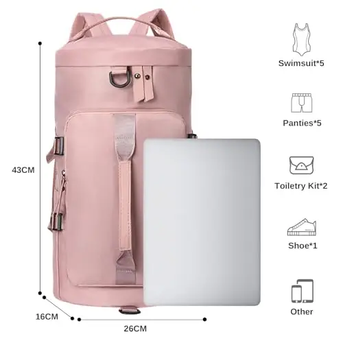 IBOPUXIU Borsone Palestra Rosa con Tasca Bagnata, Borsa Sportiva Donna Multifunzionale per Palestra, Yoga, Weekender miniatura 2