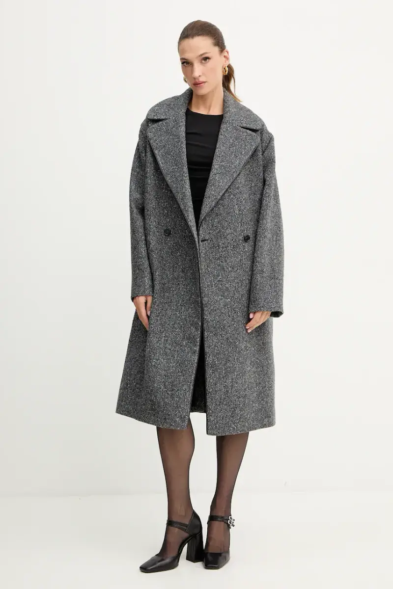 cappotto con lana colore grigio N011 3083 miniatura 2