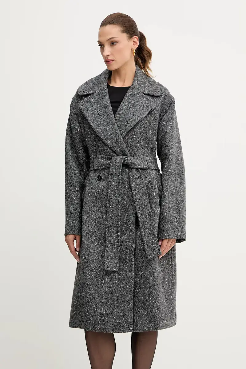 cappotto con lana colore grigio N011 3083 miniatura 4