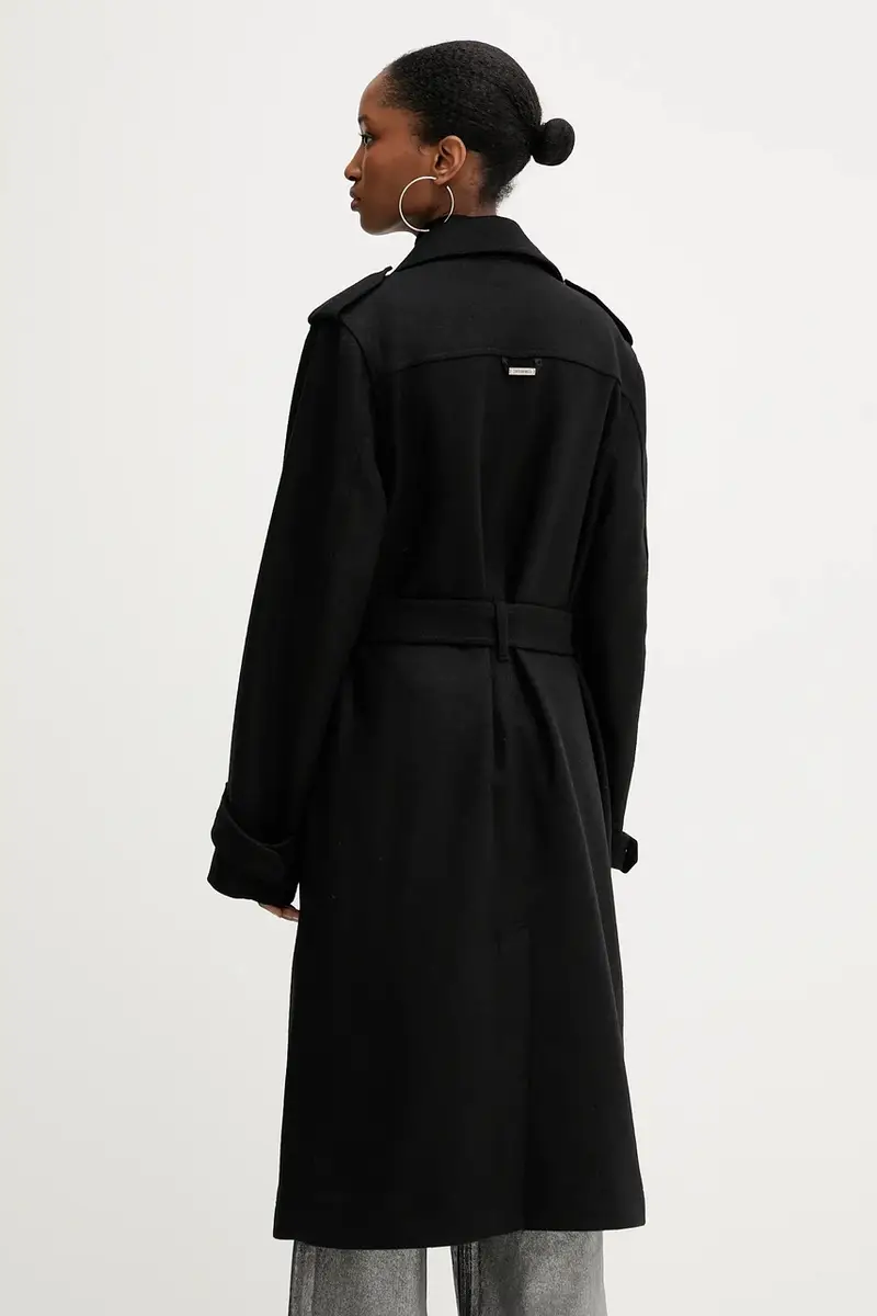 cappotto in lana colore nero N041 3052 miniatura 3