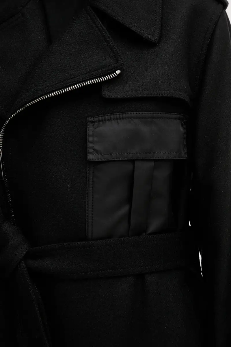 cappotto in lana colore nero N041 3052 miniatura 5