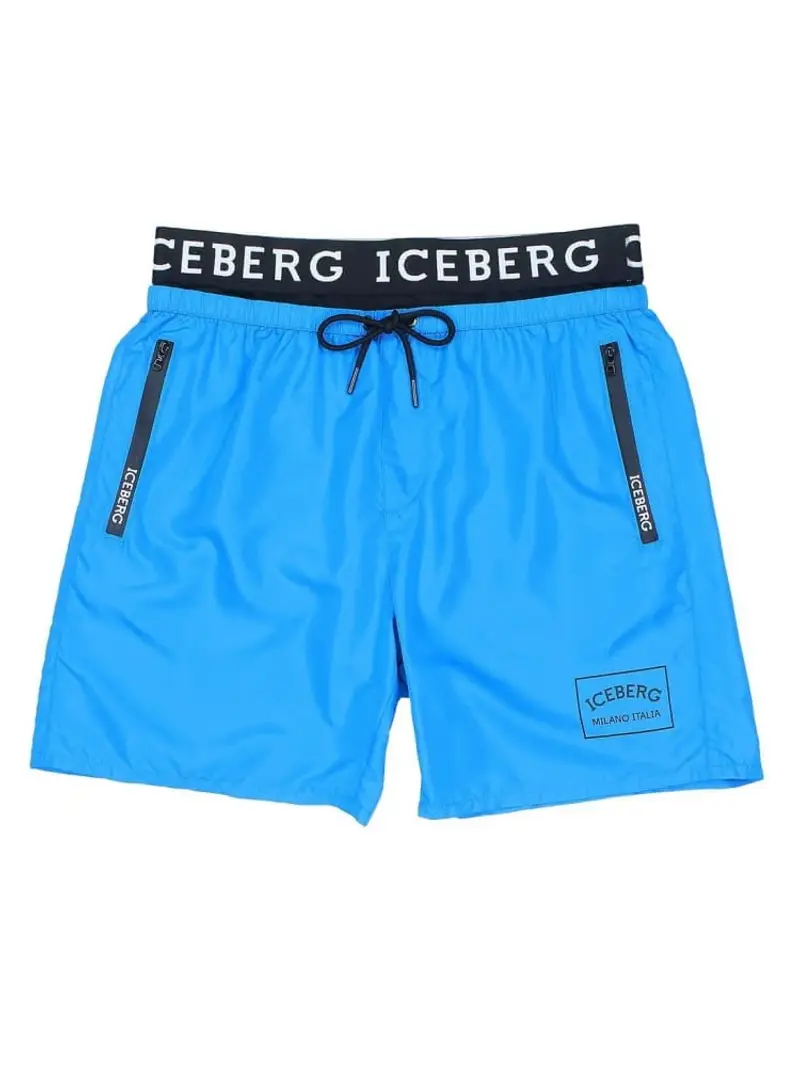 Iceberg costume azzurro uomo elastico in vita con logo lettering