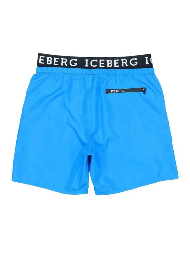 Iceberg costume azzurro uomo elastico in vita con logo lettering miniatura 2