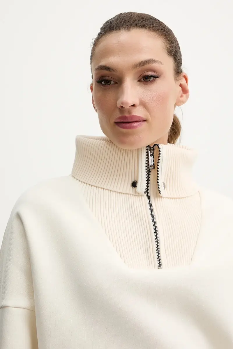 felpa donna colore beige E021 6315 miniatura 4