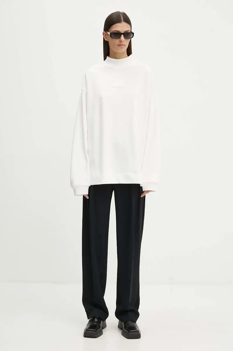 felpa in cotone donna colore bianco E121 6300 miniatura 2