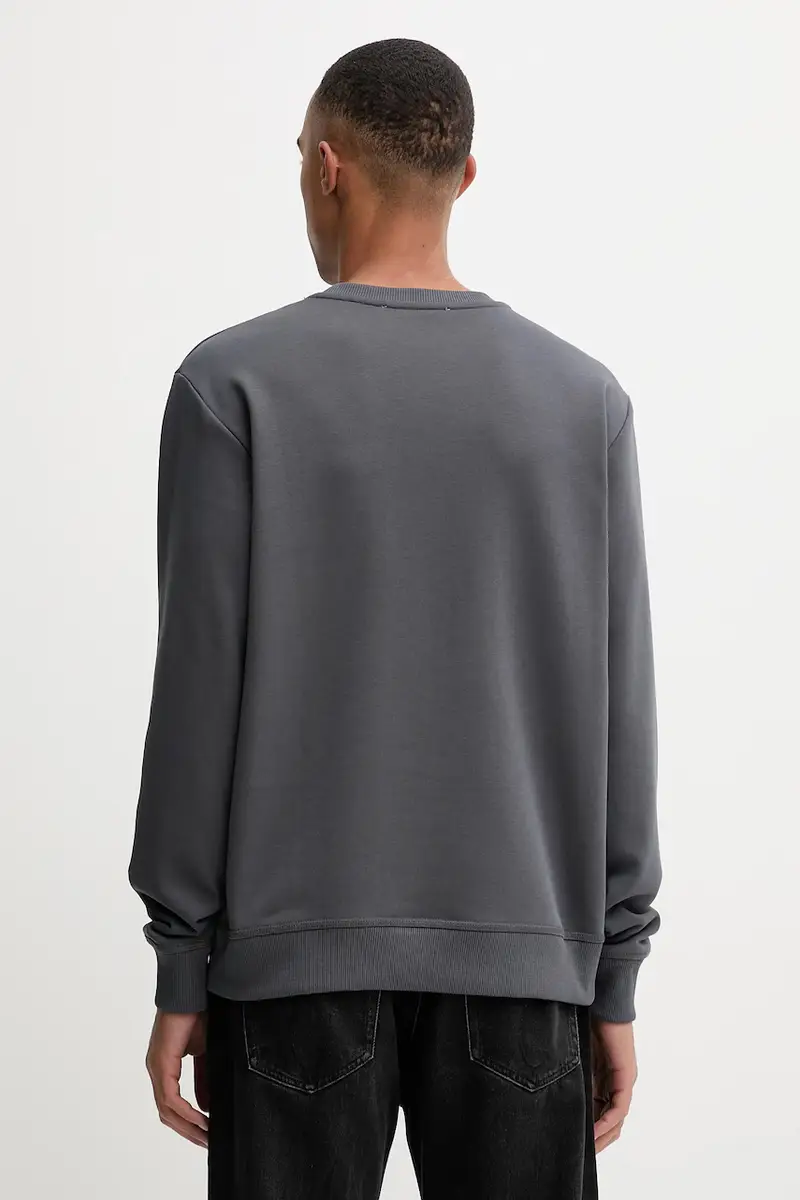 felpa uomo colore grigio con applicazione E030 6317 miniatura 3