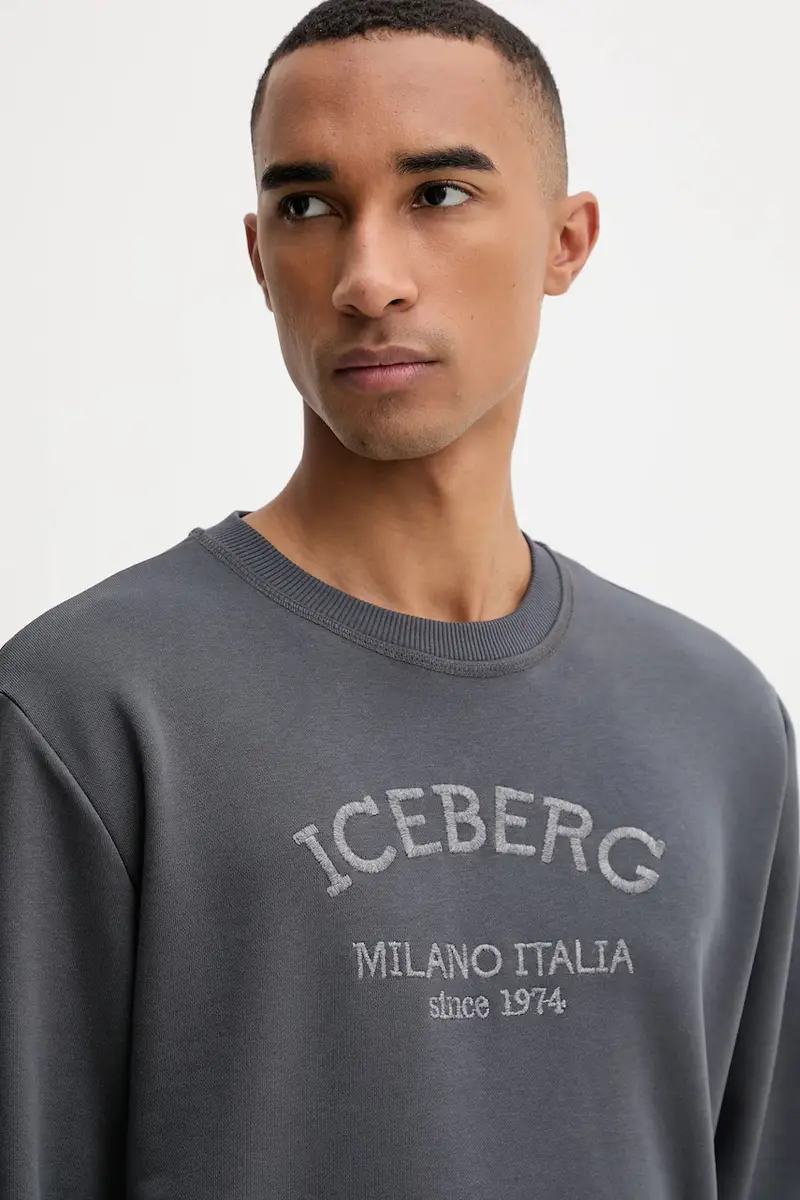 felpa uomo colore grigio con applicazione E030 6317 miniatura 4