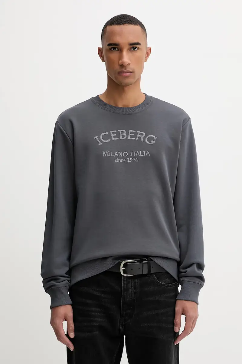 felpa uomo colore grigio con applicazione E030 6317