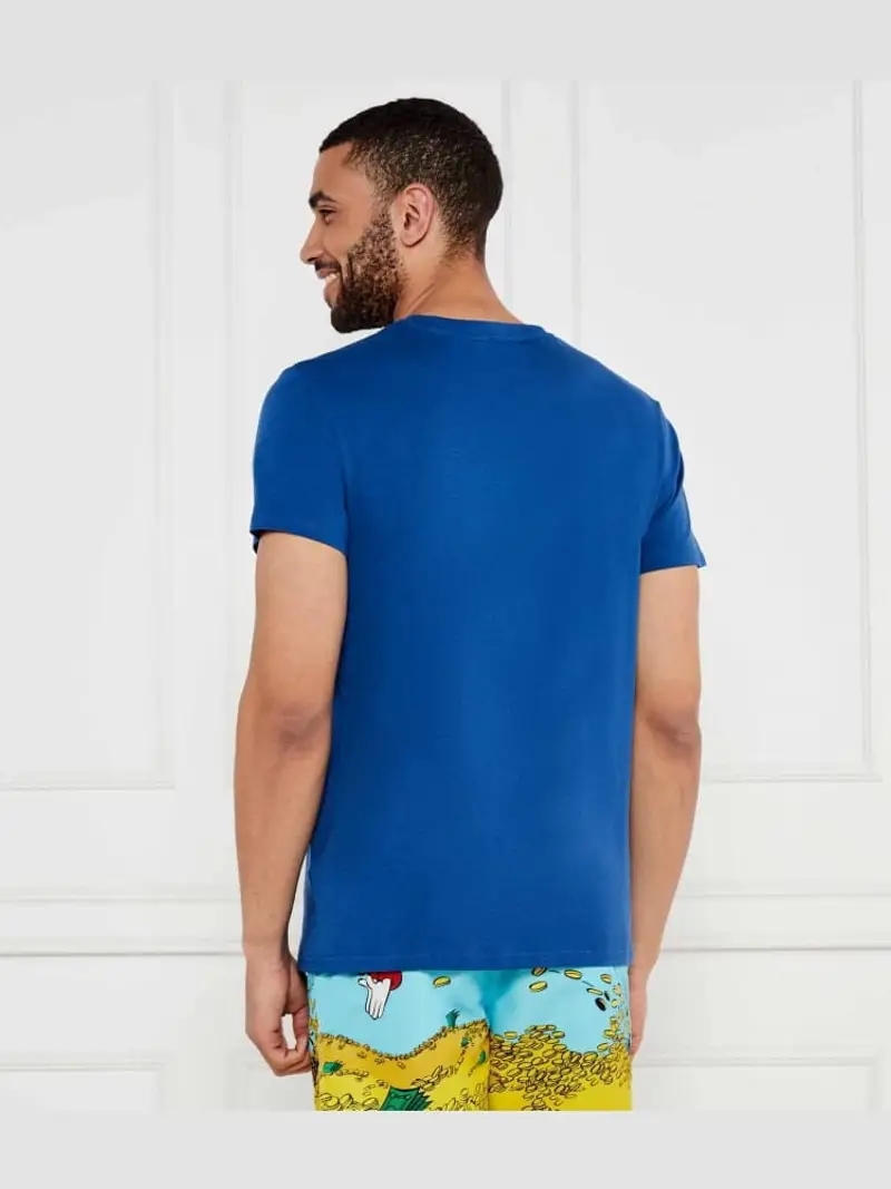 Iceberg tshirt blu uomo in cotone logo sul davanti a contrasto miniatura 3