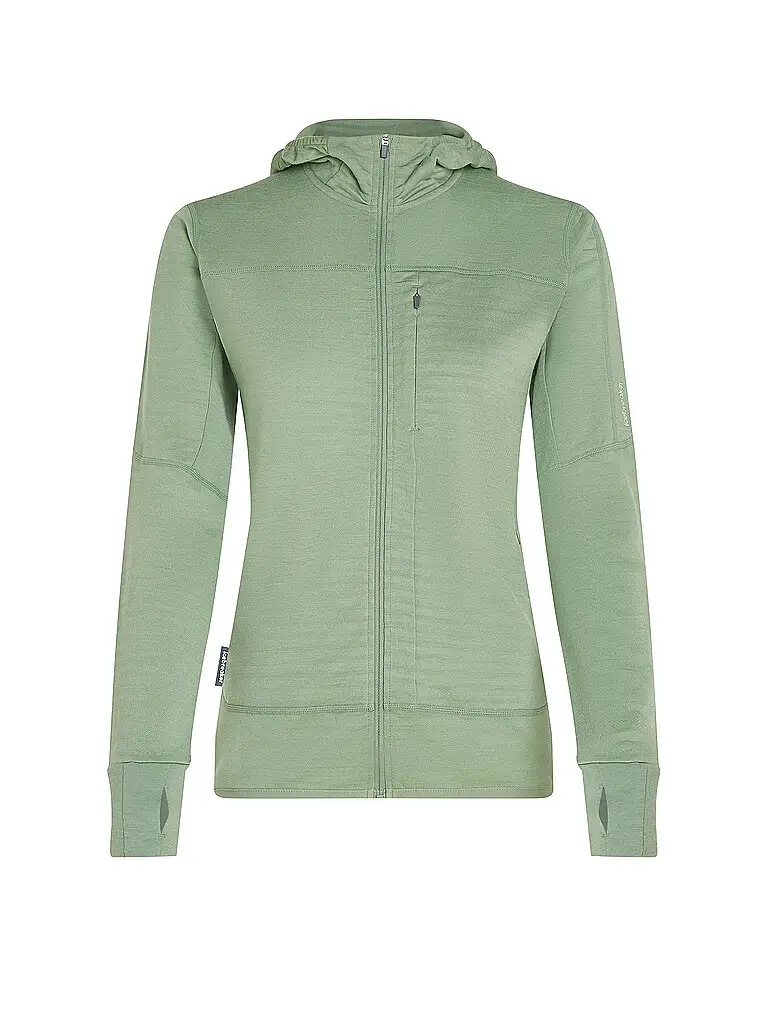 Giacca in pile da donna Real Fleece 300 Merino con cappuccio verde chiaro | XS