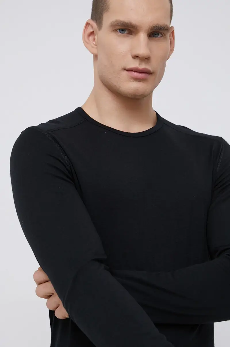 longsleeve funzionale in lana Nero miniatura 4