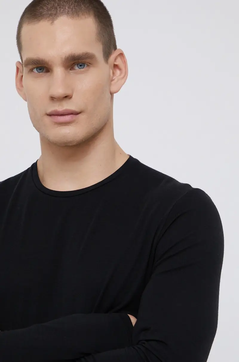 longsleeve funzionale in lana Nero miniatura 4