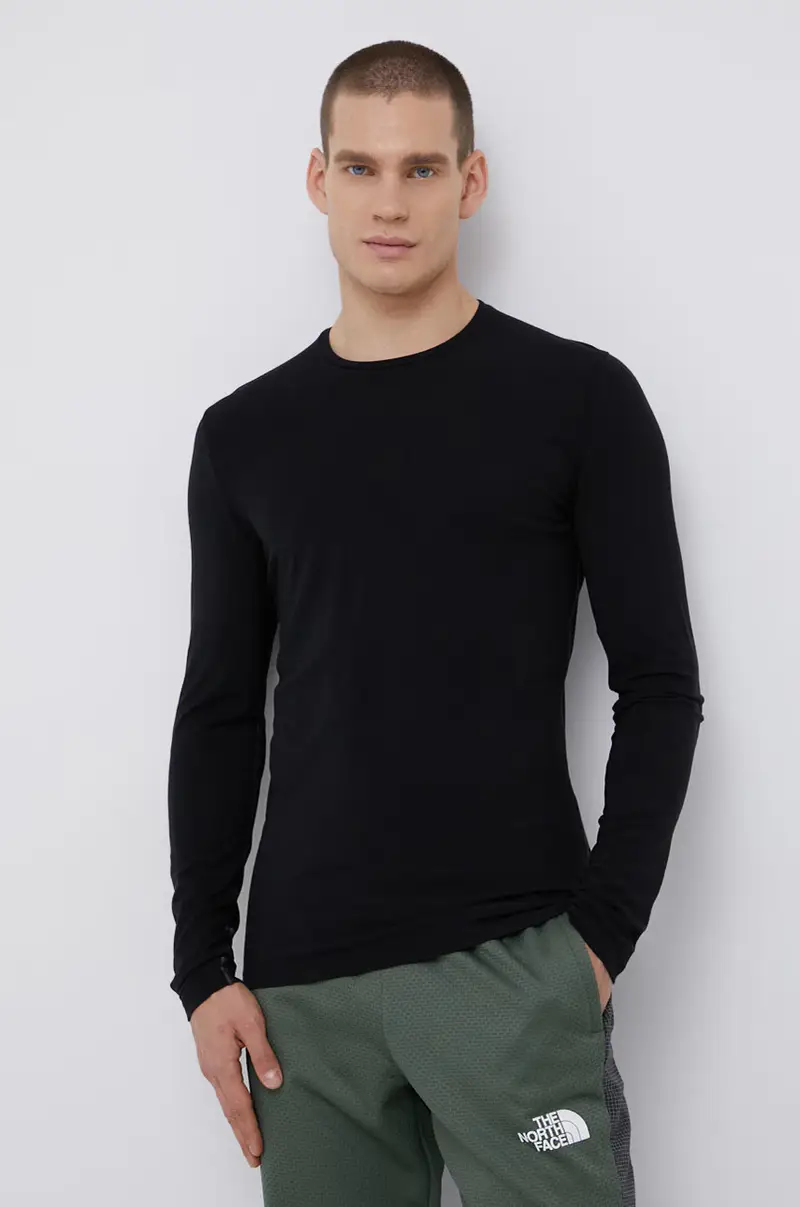 longsleeve funzionale in lana Nero