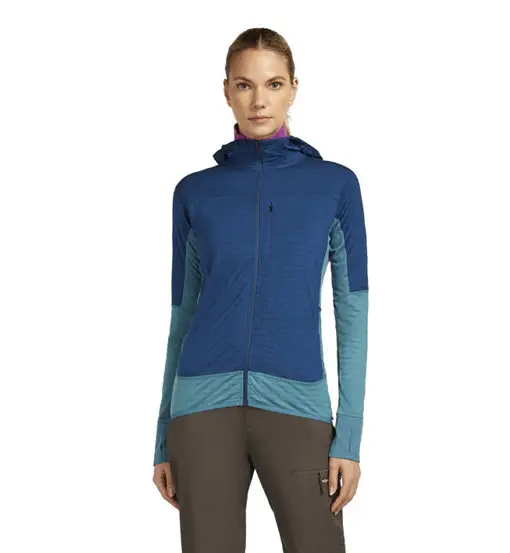Merino 300 RealFleece™ Descender - felpa in pile con cappuccio - donna Blue