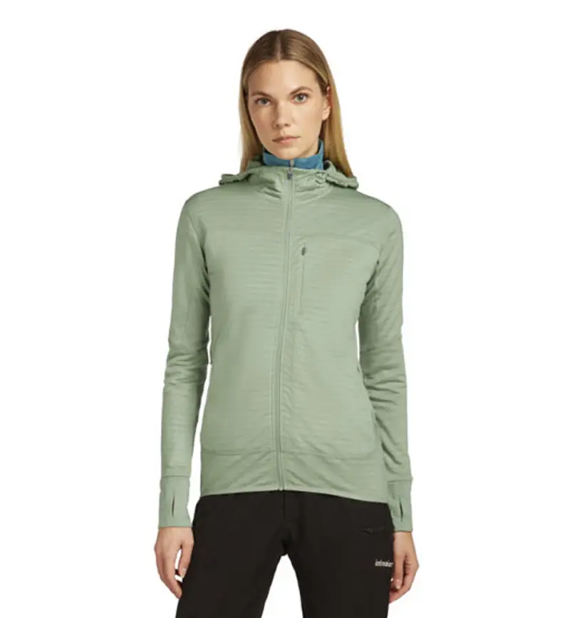 Merino 300 RealFleece™ Descender - felpa in pile con cappuccio - donna Green