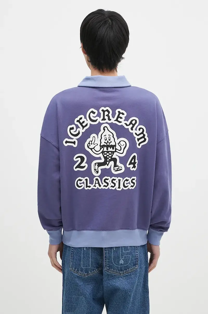 felpa in cotone Cone Man Quarter Zip uomo colore violetto IC24332