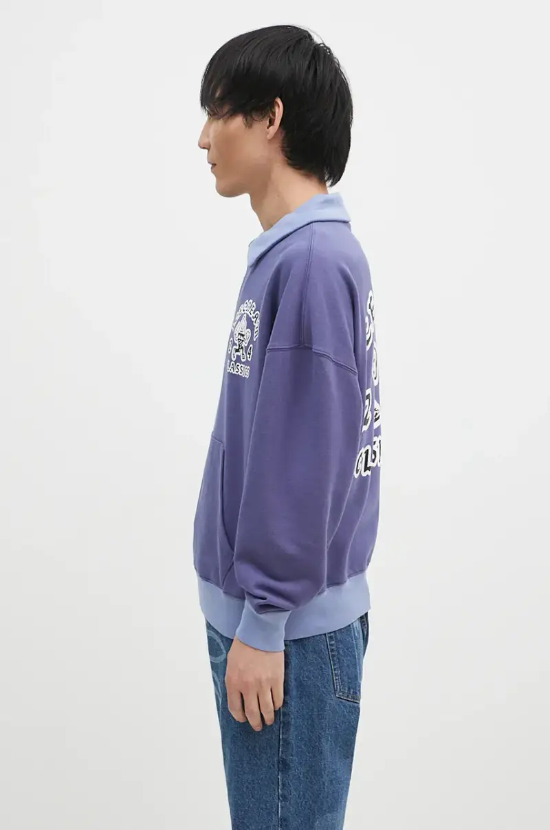 felpa in cotone Cone Man Quarter Zip uomo colore violetto IC24332 miniatura 2