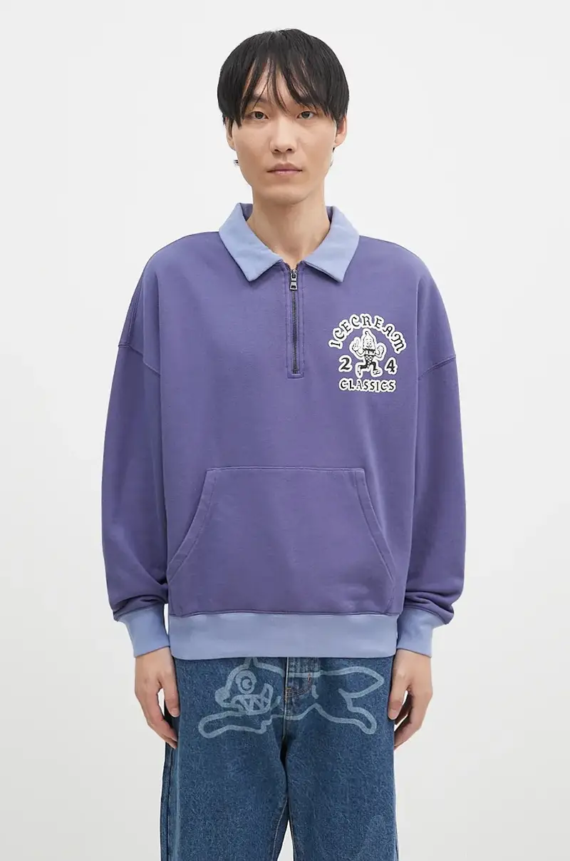 felpa in cotone Cone Man Quarter Zip uomo colore violetto IC24332 miniatura 3