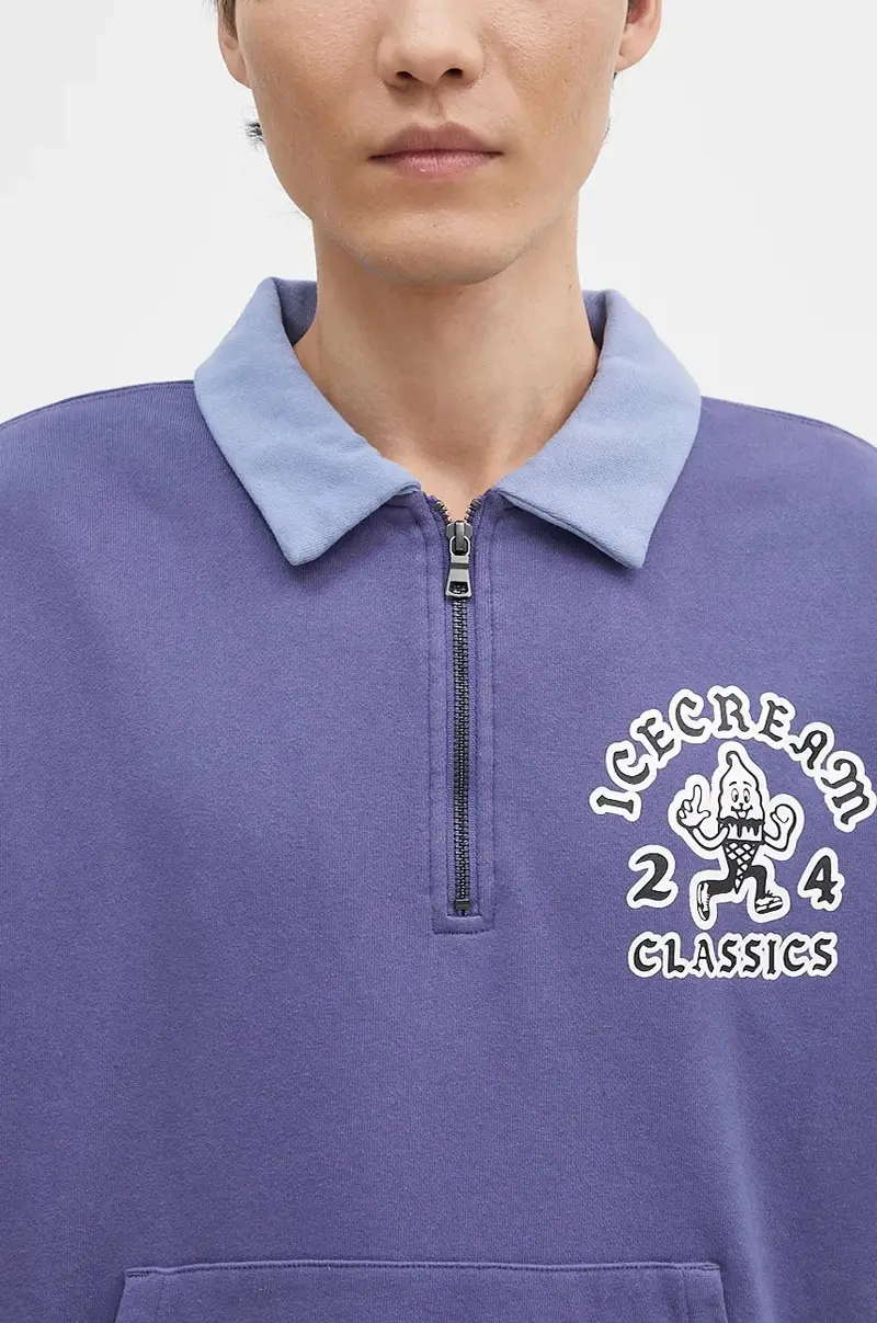 felpa in cotone Cone Man Quarter Zip uomo colore violetto IC24332 miniatura 4