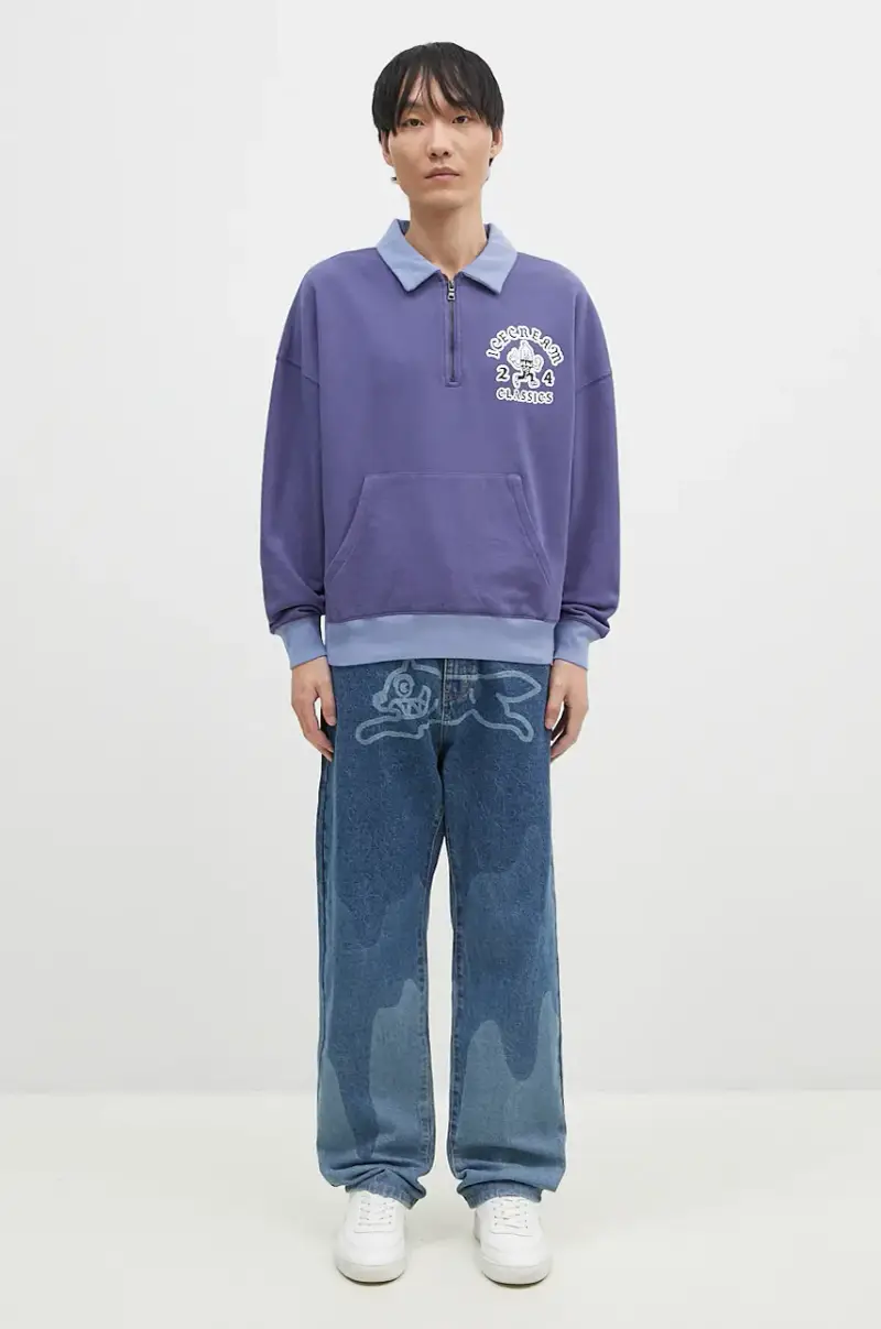 felpa in cotone Cone Man Quarter Zip uomo colore violetto IC24332 miniatura 5