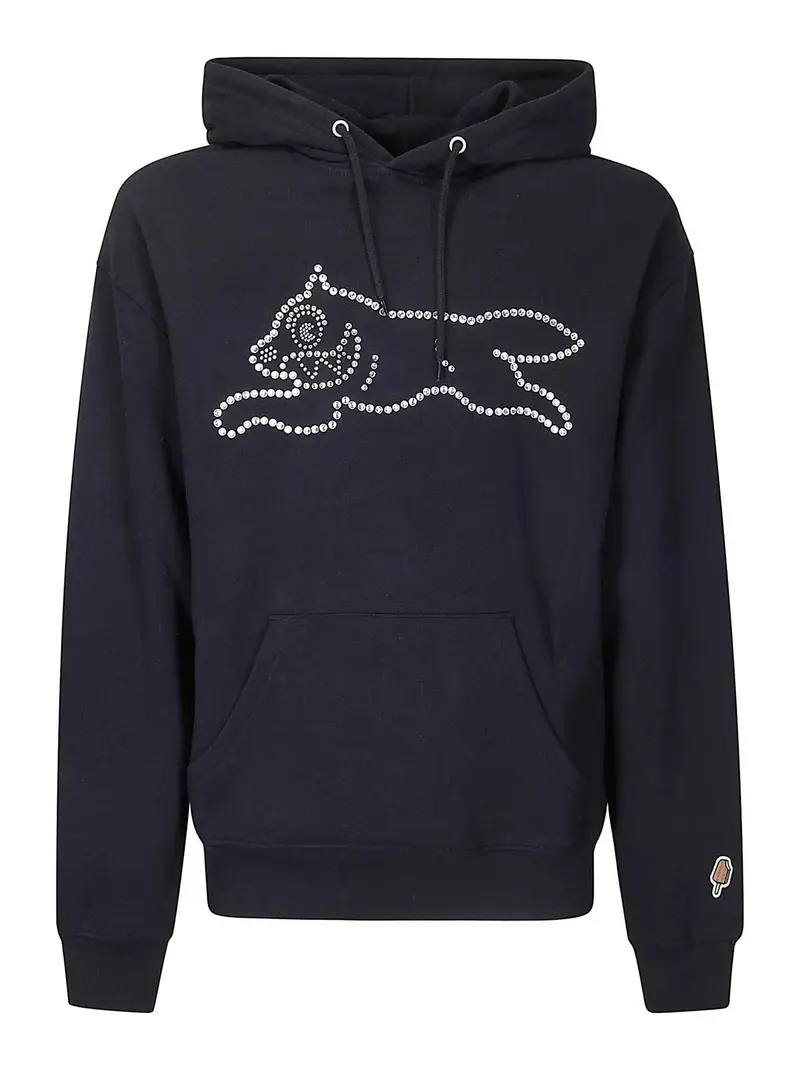 Felpa popover con cane che corre in cristallo Nero