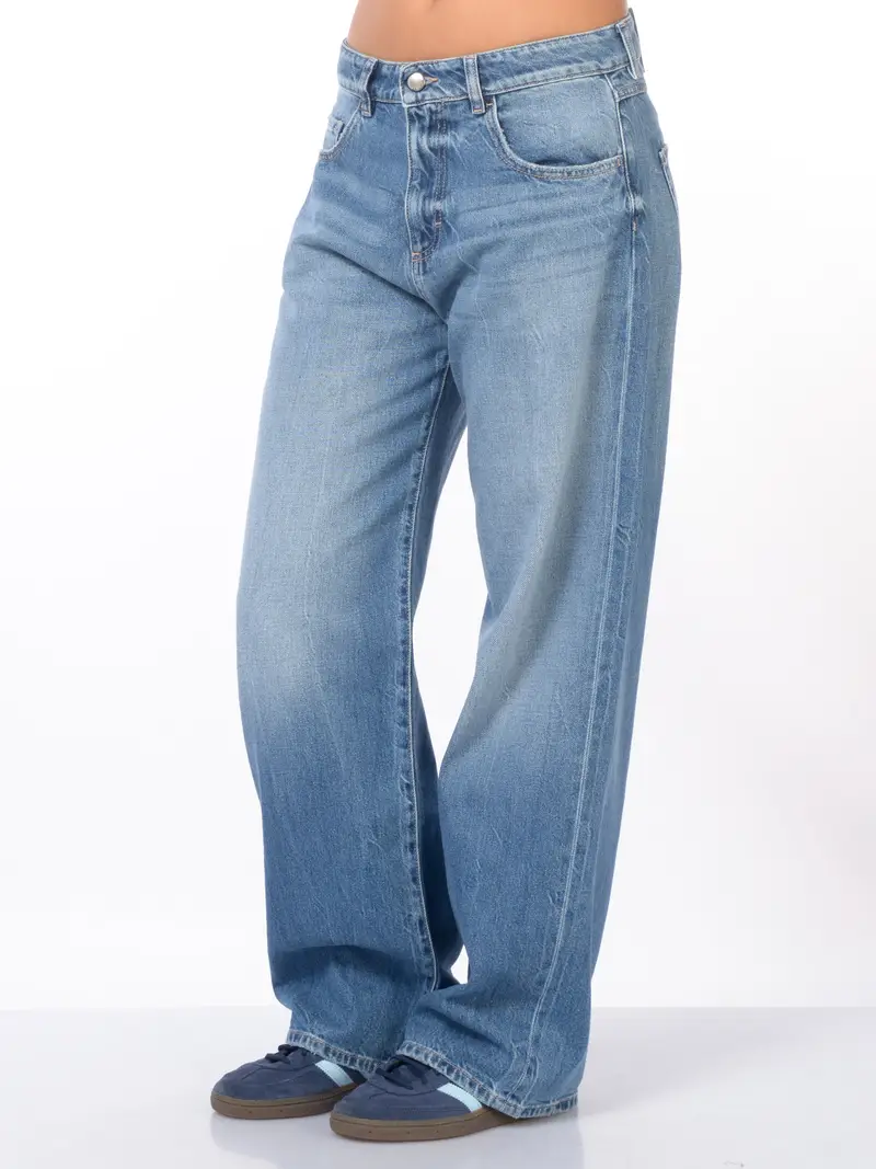 jeans da donna Icon Denim ampio stone washed Blu