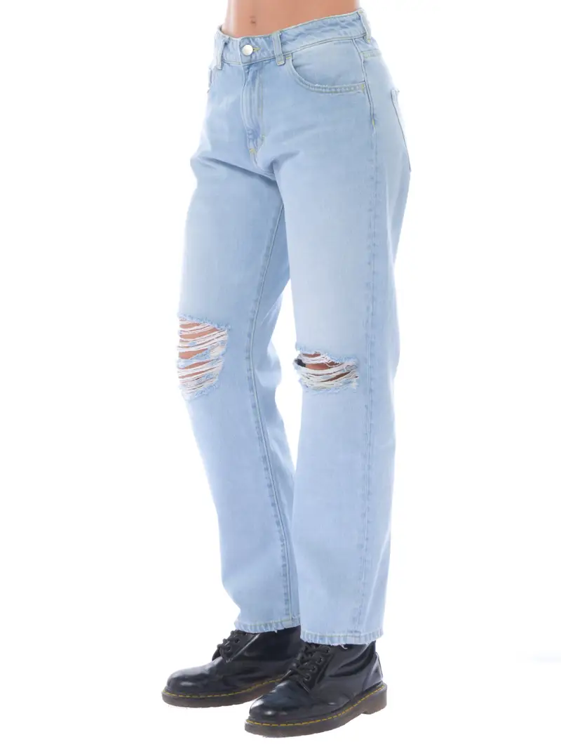 jeans da donna Icon Denim cinque tasche con rotture Blu