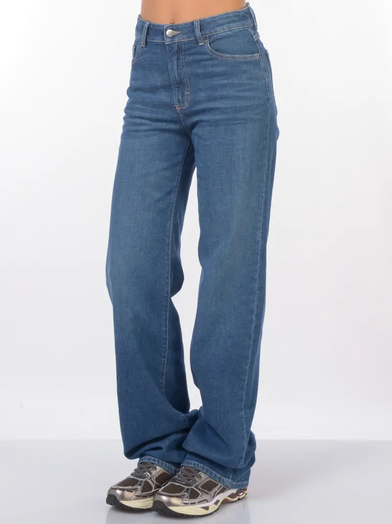 jeans da donna Icon Denim cinque tasche stone washed Blu