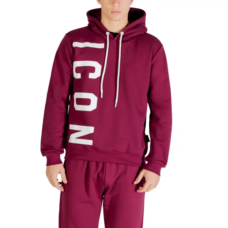 Felpa Icon Uomo Bordeaux Stampa Cappuccio - bordeaux / XS