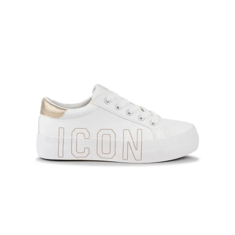 Sneakers bianche da donna con suola platform con maxi logo