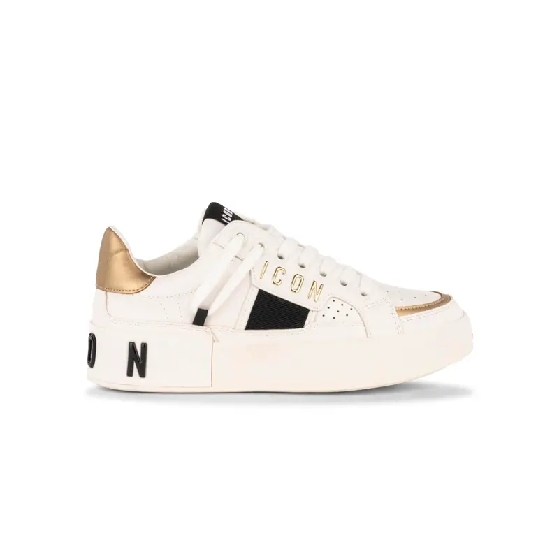 Sneakers bianche Icon da donna con suola platform e logo laterale