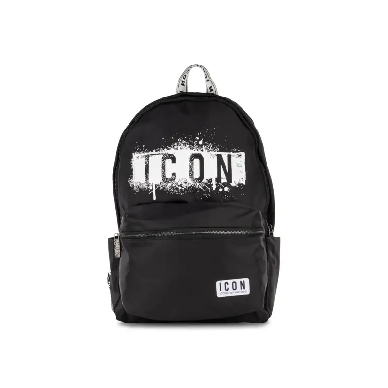 Zaino nero da donna con grafica maxi logo