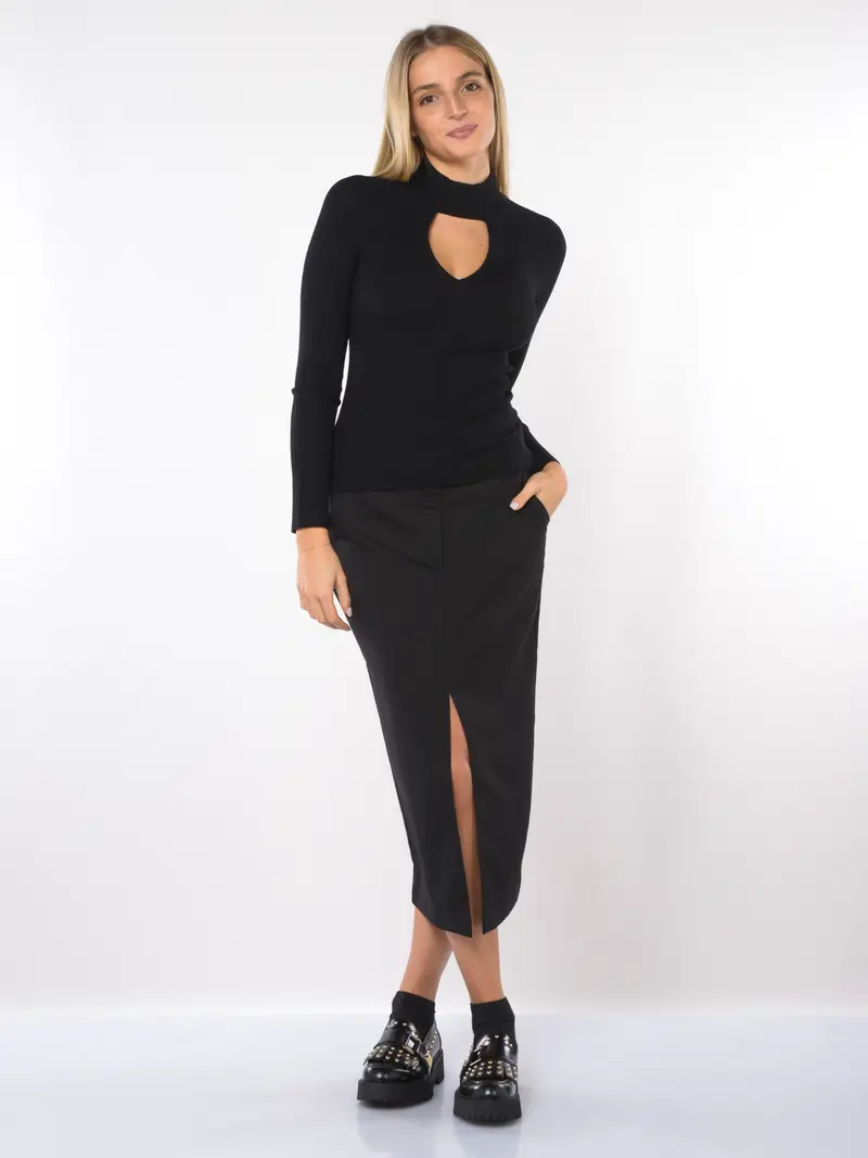 gonna lunga da donna Icona By Kaos cinque tasche con spacco NERO miniatura 2