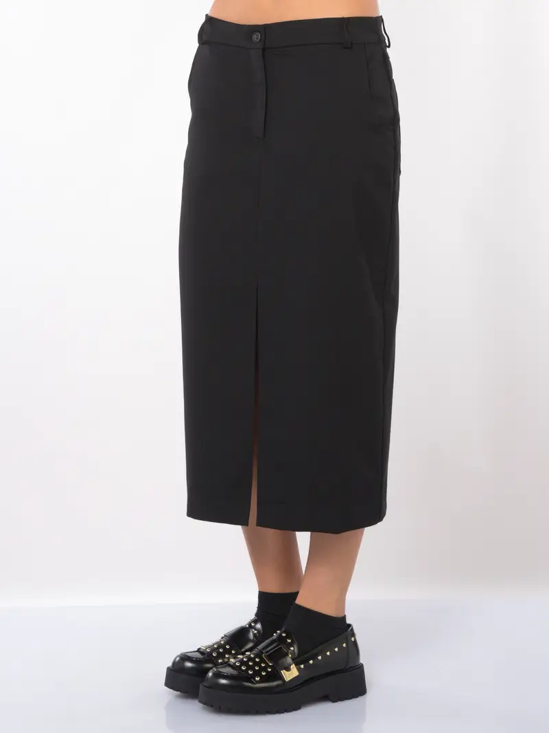 gonna lunga da donna Icona By Kaos cinque tasche con spacco NERO
