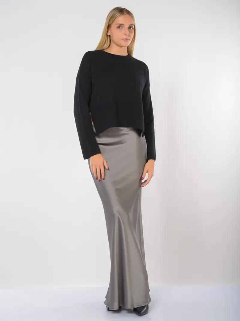 gonna lunga da donna Icona By Kaos effetto raso con linea a sirena Grigio miniatura 2