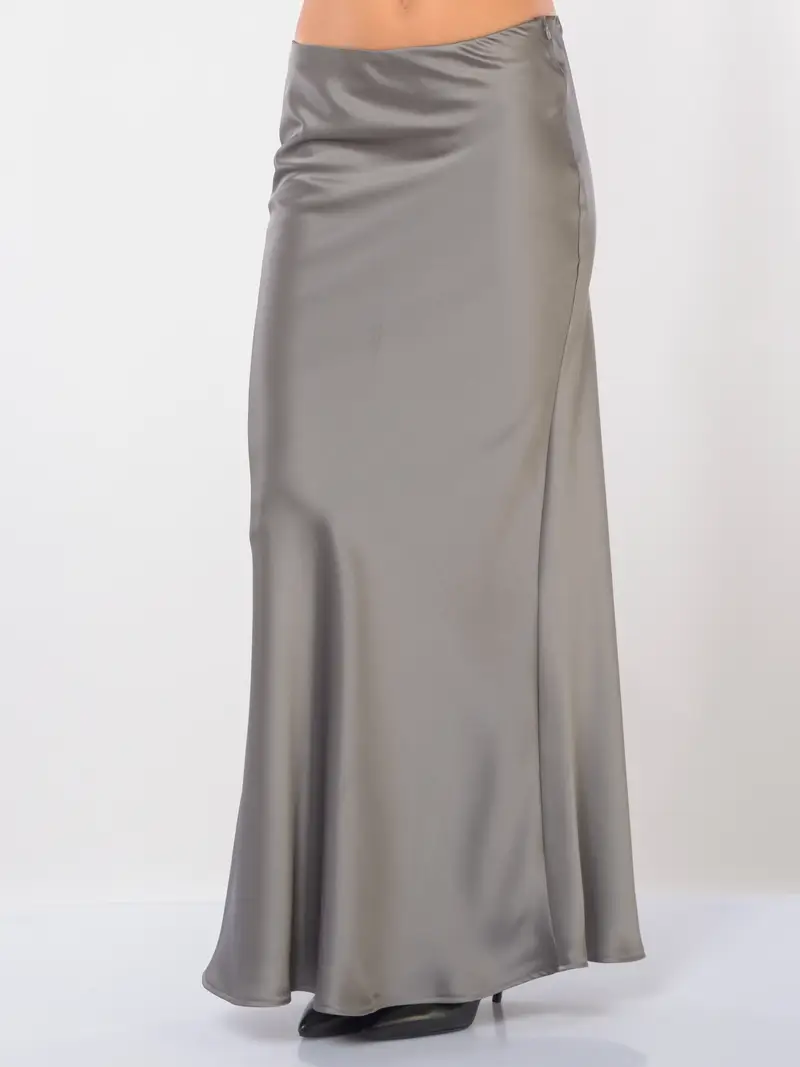 gonna lunga da donna Icona By Kaos effetto raso con linea a sirena Grigio