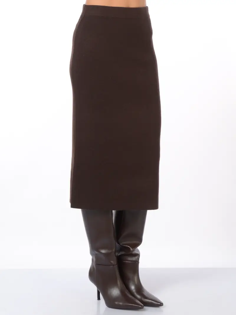 gonna lunga da donna Icona By Kaos in maglia con elastico MARRON miniatura 2